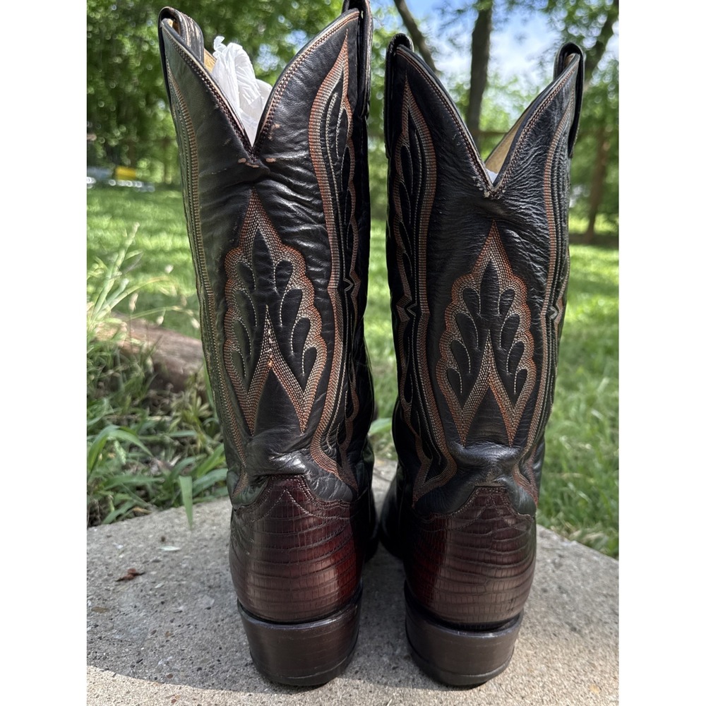 VTG Tony Lama Mens Brown Teju Lizard Skin Western Cowboy Boots 8536 Size 9.5 D - Picture 5 of 11